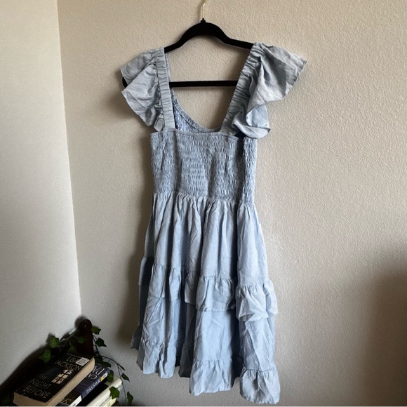 Light Blue Ruffle Strap Sundress - Picture 4 of 5